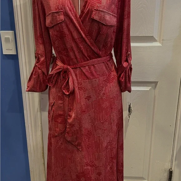 Lapis Red Long Sleeve Wrap Dress XL - Picture 2 of 7
